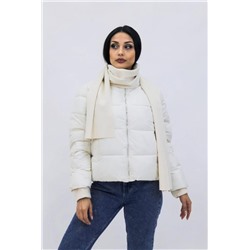 Демисезонная куртка весна-осень_шарф в подарок 8005 (Белый)