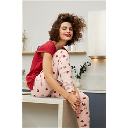 Комплект фуфайка (футболка), брюки жен Mia Cara SS21WJ328 French Kiss красный/сердечки