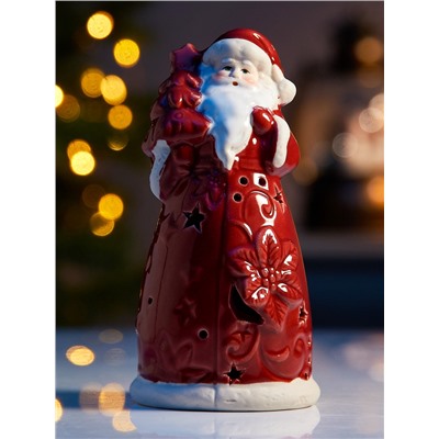 Светодиодная фигура «Дед Мороз», 13.8×6.8×7.5 см, 1 LED, керамика, от батареек LR44×3, тёплый белый свет