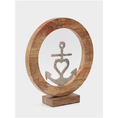 Сувенир интерьерный в деревянном кольце «Якорь», 30×8×33 см