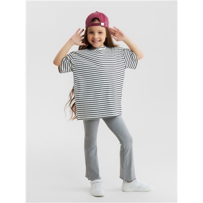Футболка для девочки KAFTAN «Полоска», белая, чёрная, рост 100 см