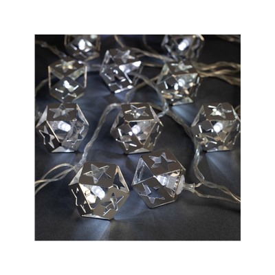 Гирлянда «Нить» 4 м с насадками «Кубик звезда», IP20, прозрачная нить, 20 LED, свечение белое, 8 режимов, 220 В