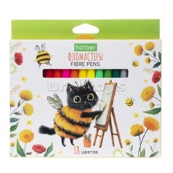 Фломастеры "ECO" 18 цв. "Жж-мяу" в картонной коробке с европодвесом