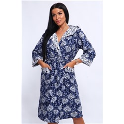 Халат 209 синий+цветы