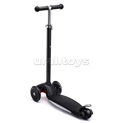Самокат 3-х колесный ROCKET,колеса PU со светом, ABEC 7, черный