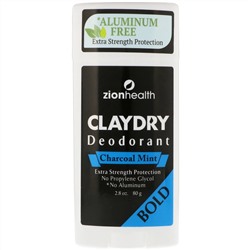Zion Health, Bold, ClayDry, дезодорант, «Уголь и мята», 80 г (2,8 унции)