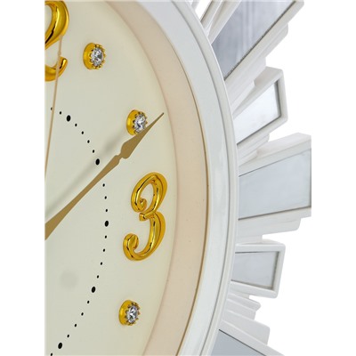 УЦЕНКА Часы настенные интерьерные «Лучики Солнца», бесшумные, плавный ход, с зеркалом, d=53 см, от батарейки 1×АА