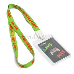 Бейдж школьный пластиковый "Gamer" 110x65 мм, вертикальный, прозрачный, ПВХ