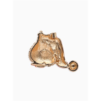 Брошь новогодняя «Ёжик с подарком», цветная в золоте