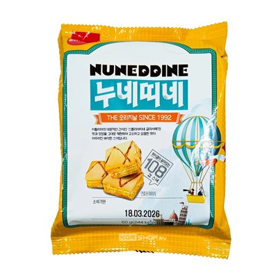 Хрустящее печенье из слоеного теста c абрикосовым сиропом Nuneddine Samlip, Корея, 60 г. Срок до 18.03.2026.Распродажа