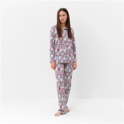 Пижама новогодняя женская (рубашка, брюки) KAFTAN «Скандинавия», размер 52-54