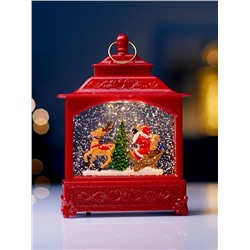 Фигура светодиодная «Упряжка» 5.5×14×19.5 см, от батареек 3хААА, музыка, USB, свечение тёплое белое