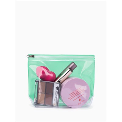 Косметичка для бассейна с застёжкой зип-лок, без рисунка, прозрачная/зелёная