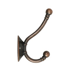 Крючок мебельный ТУНДРА TKd=021, двухрожковый, медь, 5 шт. TMP