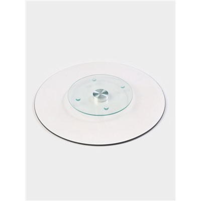 Подставка для торта Доляна «Марбл чёрный», d=32 см, вращающаяся, стекло, чёрная