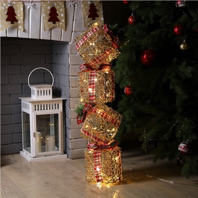 УЦЕНКА Фигура светодиодная «Плетеные кубы с бусинами», 15.5×15.5×80 см, 40 LED, 220V, Т/БЕЛЫЙ 960910