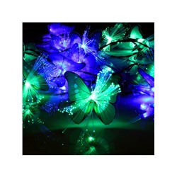 Гирлянда «Нить», 4.5 м, уличная, с насадками «Бабочка», IP44, 30 LED, 2 режима, солнечная батарея, тёмная нить, свечение синее/зелёное