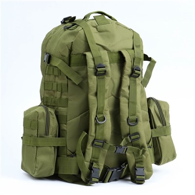 Рюкзак тактический туристический Storm tactic, 50 л, с карманами, однотонный, оливковый