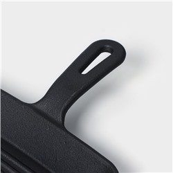 Сковорода «Квадрат. Гриль», 19×3 см, на деревянной подставке, индукция, чугун, чёрная