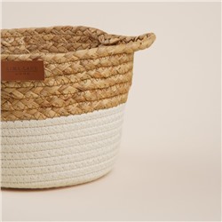 Корзина для хранения ручного плетения SL Home, с ручками, камыш, хлопок, 27×20×15 см