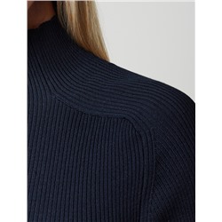 Водолазка тонкой вязки в рубчик из хлопка с нейлоном