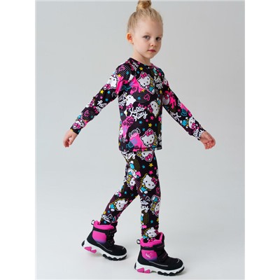 Термокомплект трикот. для девочек: фуфайка (футболка) с длин. рук, брюки