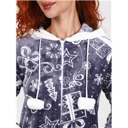 Снежок - халат снежинки серый