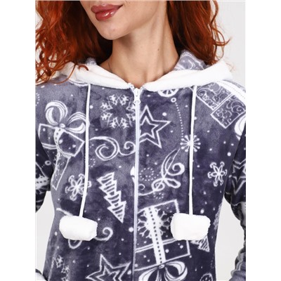 Снежок - халат снежинки серый