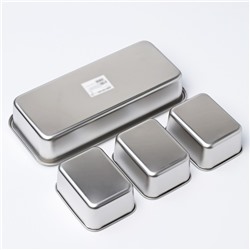 Контейнер для еды 3 секции, 34×15.5×7, с крышкой, нержавеющая сталь, серебристый