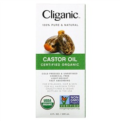 Cliganic, на 100% чистое и натуральное касторовое масло, 240 мл (8 жидк. унций)