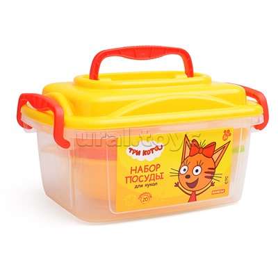 Набор посуды для кукол "Три кота" (20 элементов, в контейнере)