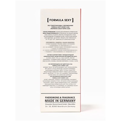 Туалетная вода женская с феромонами Formula Sexy collection Cherry U104, 30 мл