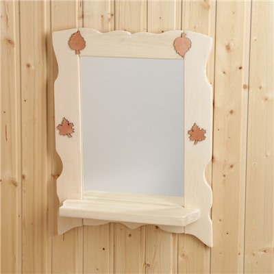 Зеркало для бани и сауны, настенное, с полкой, «Добропаровъ»