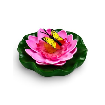 Садовая фигура из полистоуна «Лотос с бабочкой», 10×11×6 см, плавающая