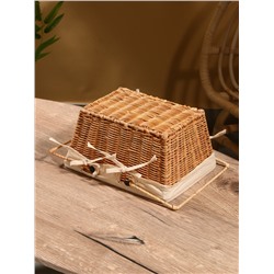 Корзина для пикника с тканевым подкладом, 27×20×14 см, ротанг