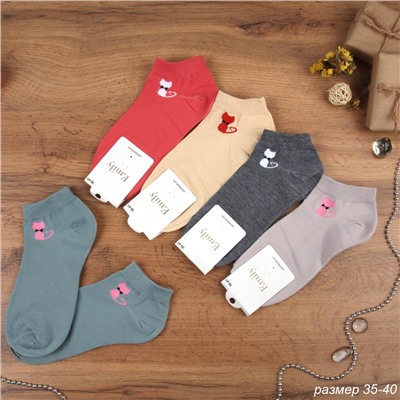 Носки р. 35-40 Кошка короткие / L802 /уп 10/500/1200/ ОДНА ПАРА/ МАРКА