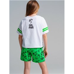 Комплект трикотажный для девочек: фуфайка (футболка), шорты