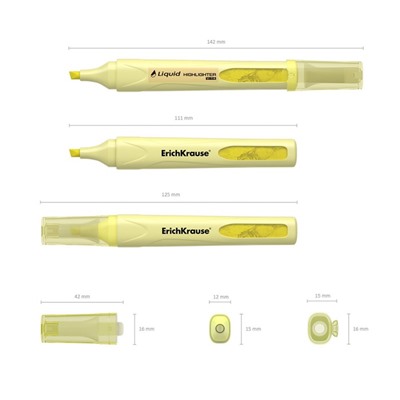 Маркер текстовыделитель ErichKrause Liquid Visioline V-14 Pastel, 0.6-4.0 мм, жидкие чернила на водной основе, жёлтый