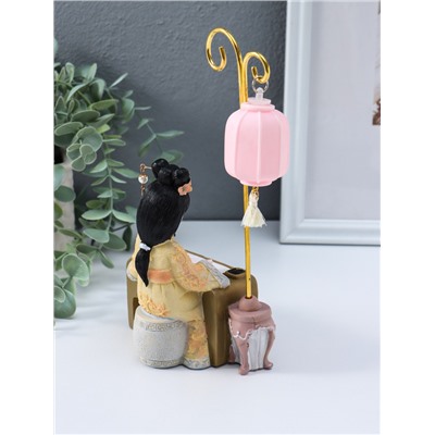 Фигурка светящаяся «Девочка в кимоно занимается каллиграфией», полистоун, 3×AG3, 6.8×11.5×21 см