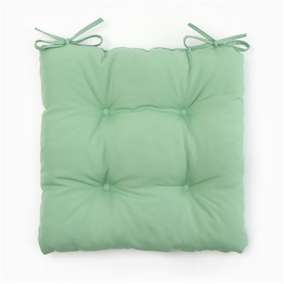 Сидушка на стул с завязками «Доляна» - 2 шт., зелёная, 40×40 см, 100% п/э, габардин 153 г/м²