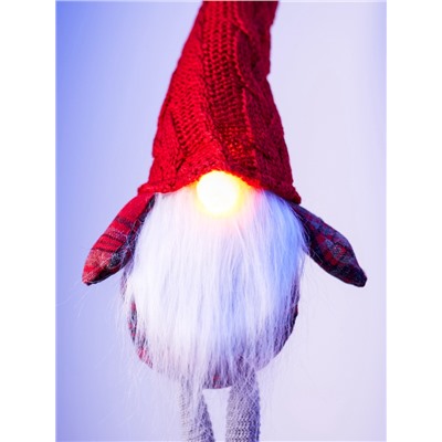 Фигура «Гном в красном» 55 см, текстиль, 1 LED, от батареек AG13×3, свечение тёплое белое