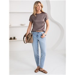 Блузка из стаина с коротким рукавом