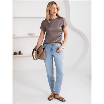 Блузка из стаина с коротким рукавом