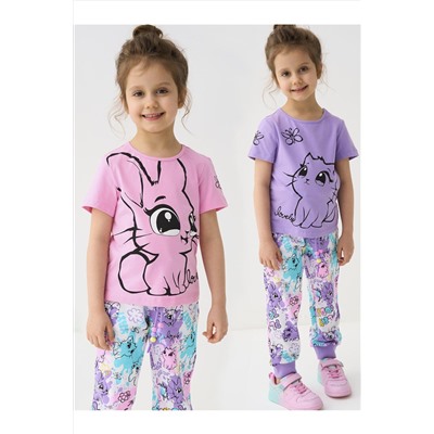 Фуфайка трикотажная для девочек (футболка), 2 шт в комплекте PLAYTODAY, 1240033