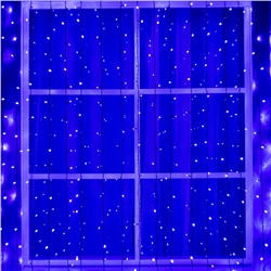 УЦЕНКА Гирлянда «Занавес», 2×6 м, IP44, УМС, 1440 LED, 220 В, тёмная нить, свечение фиолетовое