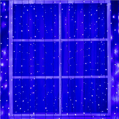 УЦЕНКА Гирлянда «Занавес», 2×6 м, IP44, УМС, 1440 LED, 220 В, тёмная нить, свечение фиолетовое