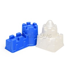 Песочный набор "Три кота и море приключений" №6: Ведро с наклейкой, лопатка №5, грабельки №5, формочки (замок мост + замок квадратный)