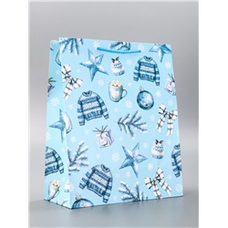 Пакет подарочный новогодний ламинированный, «Новогодние игрушки », 26×12×32 см