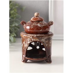 Аромалампа для эфирных масел «Чайник на колонне», под мрамор, 12×8.5×8.5 см, МИКС