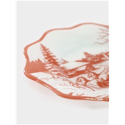 Десертная тарелка новогодняя Доляна «Новогодние забавы», d=20.5 см, h=1.5 см, стекло, белая, красная